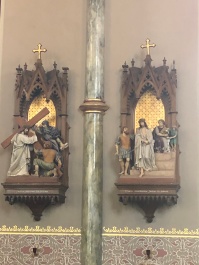 Carved wooden Stations of the Cross